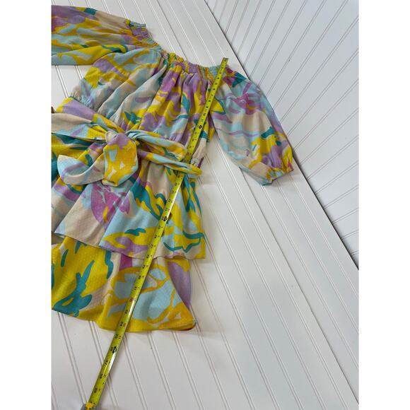 City Chic Eileen Off The Shoulder Dress In Multi Belted Mini Plus Size 16 - Picture 6 of 8